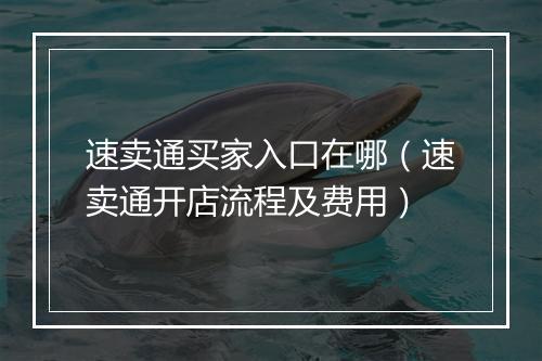 速卖通买家入口在哪（速卖通开店流程及费用）