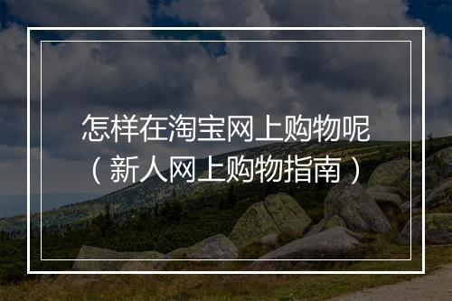 怎样在淘宝网上购物呢（新人网上购物指南）