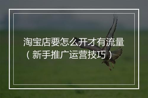 淘宝店要怎么开才有流量（新手推广运营技巧）