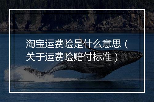 淘宝运费险是什么意思（关于运费险赔付标准）