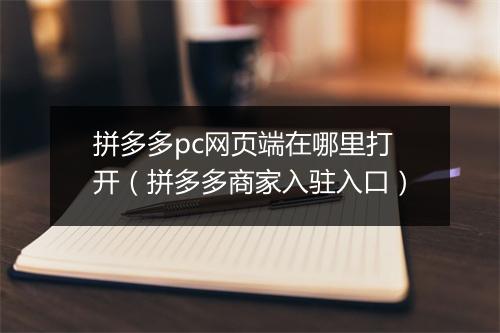 拼多多pc网页端在哪里打开（拼多多商家入驻入口）