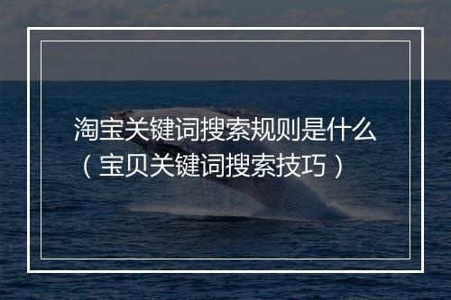 淘宝关键词搜索规则是什么（宝贝关键词搜索技巧）