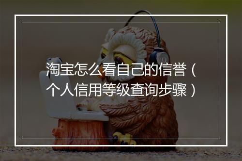 淘宝怎么看自己的信誉（个人信用等级查询步骤）