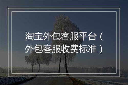 淘宝外包客服平台（外包客服收费标准）