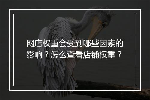 网店权重会受到哪些因素的影响？怎么查看店铺权重？