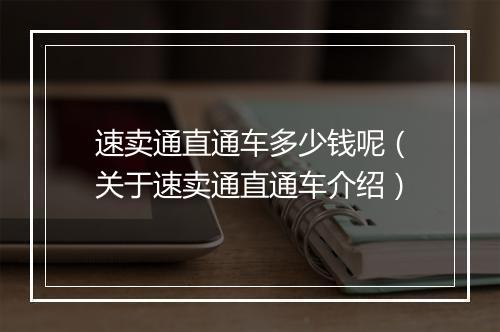 速卖通直通车多少钱呢（关于速卖通直通车介绍）