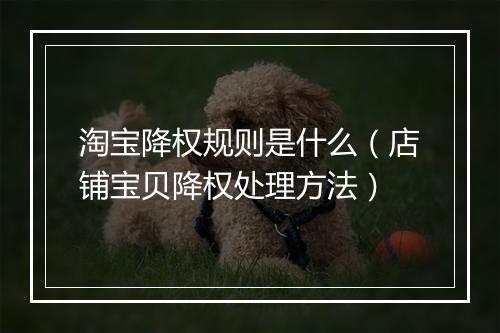 淘宝降权规则是什么（店铺宝贝降权处理方法）