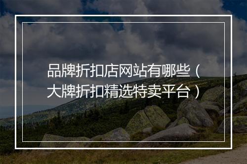 品牌折扣店网站有哪些（大牌折扣精选特卖平台）