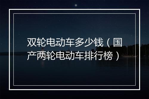 双轮电动车多少钱（国产两轮电动车排行榜）