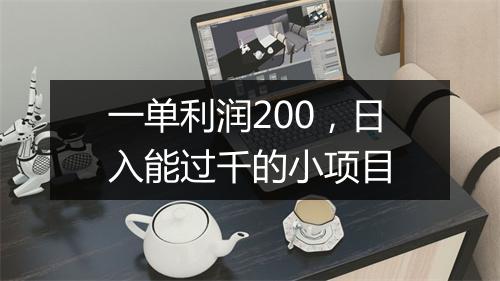 一单利润200，日入能过千的小项目