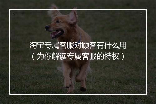 淘宝专属客服对顾客有什么用（为你解读专属客服的特权）
