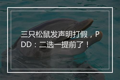 三只松鼠发声明打假，PDD：二选一提前了！
