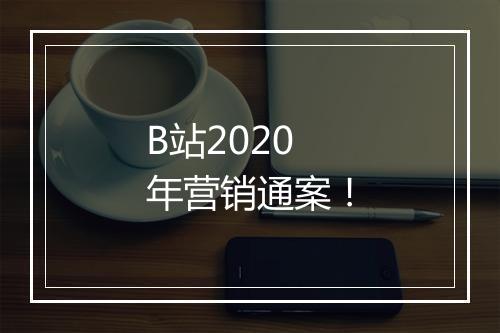 B站2020年营销通案！