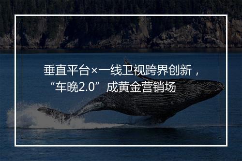 垂直平台×一线卫视跨界创新，“车晚2.0”成黄金营销场