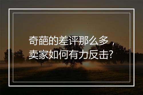 奇葩的差评那么多，卖家如何有力反击?