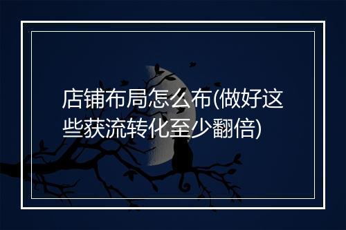 店铺布局怎么布(做好这些获流转化至少翻倍)