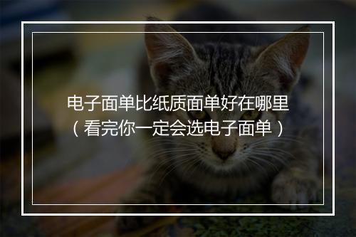 电子面单比纸质面单好在哪里（看完你一定会选电子面单）