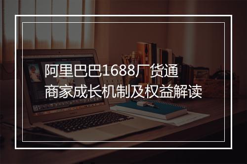 阿里巴巴1688厂货通商家成长机制及权益解读
