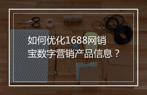 如何优化1688网销宝数字营销产品信息？