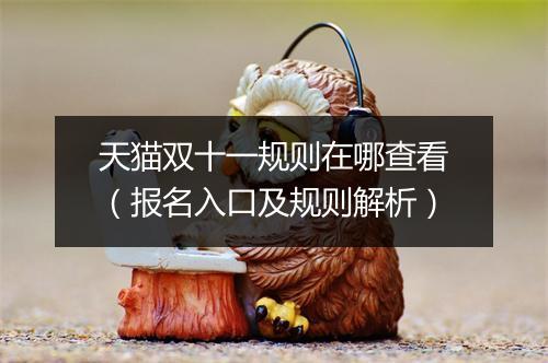 天猫双十一规则在哪查看（报名入口及规则解析）