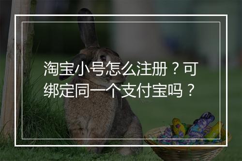 淘宝小号怎么注册？可绑定同一个支付宝吗？