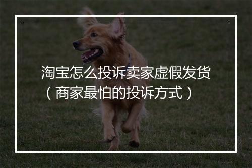 淘宝怎么投诉卖家虚假发货（商家最怕的投诉方式）