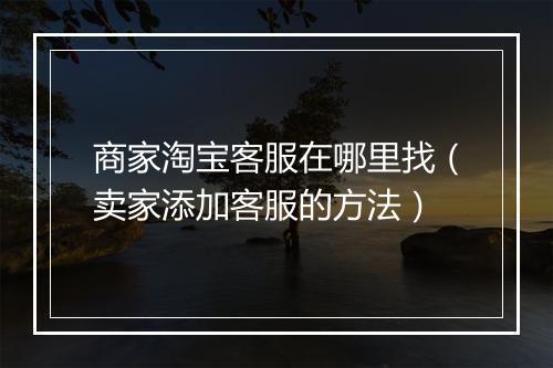 商家淘宝客服在哪里找（卖家添加客服的方法）
