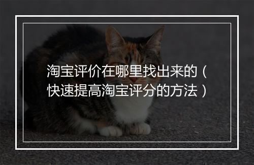淘宝评价在哪里找出来的（快速提高淘宝评分的方法）