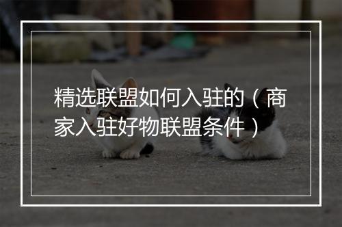 精选联盟如何入驻的（商家入驻好物联盟条件）