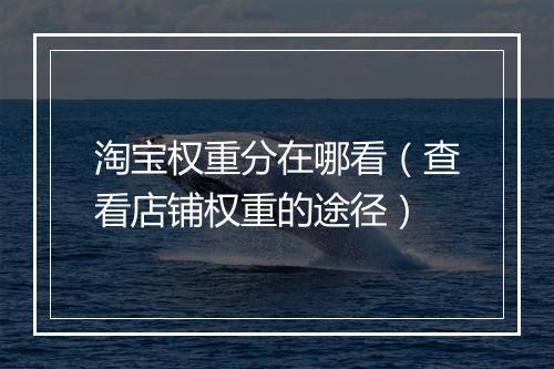 淘宝权重分在哪看（查看店铺权重的途径）