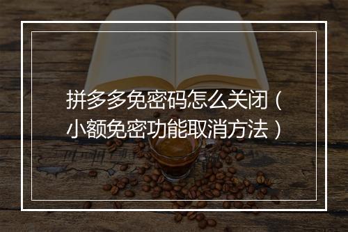 拼多多免密码怎么关闭（小额免密功能取消方法）