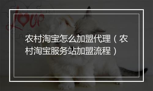 农村淘宝怎么加盟代理（农村淘宝服务站加盟流程）
