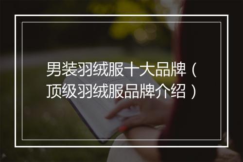 男装羽绒服十大品牌（顶级羽绒服品牌介绍）