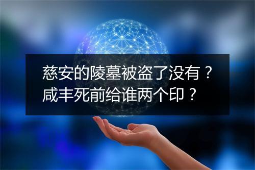 慈安的陵墓被盗了没有？咸丰死前给谁两个印？