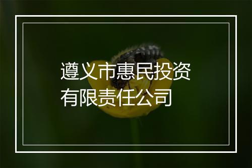 遵义市惠民投资有限责任公司
