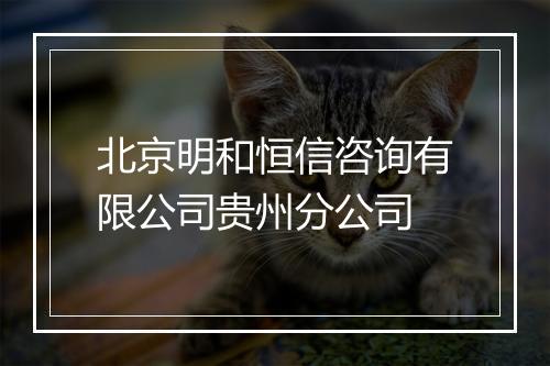 北京明和恒信咨询有限公司贵州分公司
