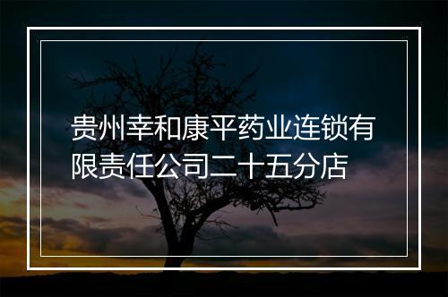 贵州幸和康平药业连锁有限责任公司二十五分店
