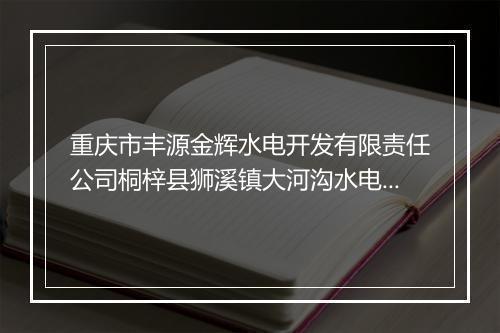 重庆市丰源金辉水电开发有限责任公司桐梓县狮溪镇大河沟水电站