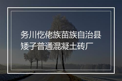 务川仡佬族苗族自治县矮子普通混凝土砖厂