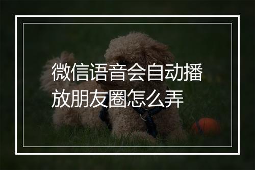 微信语音会自动播放朋友圈怎么弄