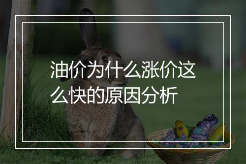 油价为什么涨价这么快的原因分析