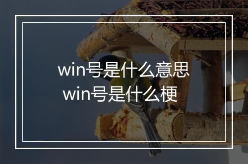 win号是什么意思 win号是什么梗