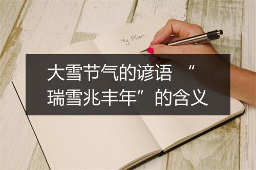 大雪节气的谚语 “瑞雪兆丰年”的含义