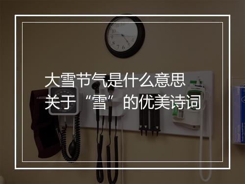 大雪节气是什么意思 关于“雪”的优美诗词