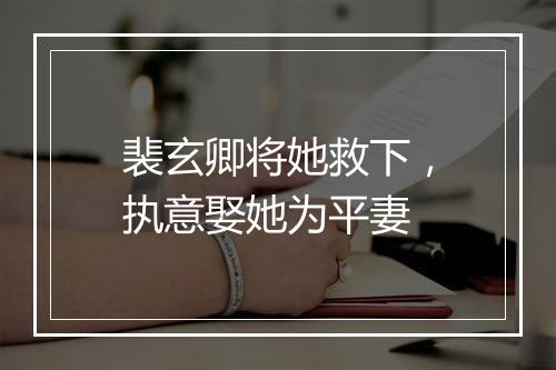 裴玄卿将她救下，执意娶她为平妻