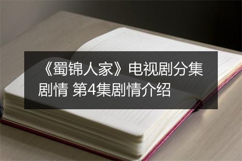 《蜀锦人家》电视剧分集剧情 第4集剧情介绍