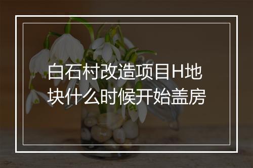 白石村改造项目H地块什么时候开始盖房