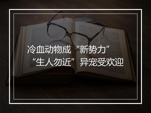 冷血动物成“新势力” “生人勿近”异宠受欢迎
