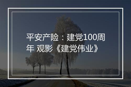 平安产险：建党100周年 观影《建党伟业》