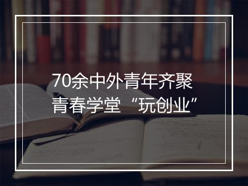 70余中外青年齐聚青春学堂“玩创业”
